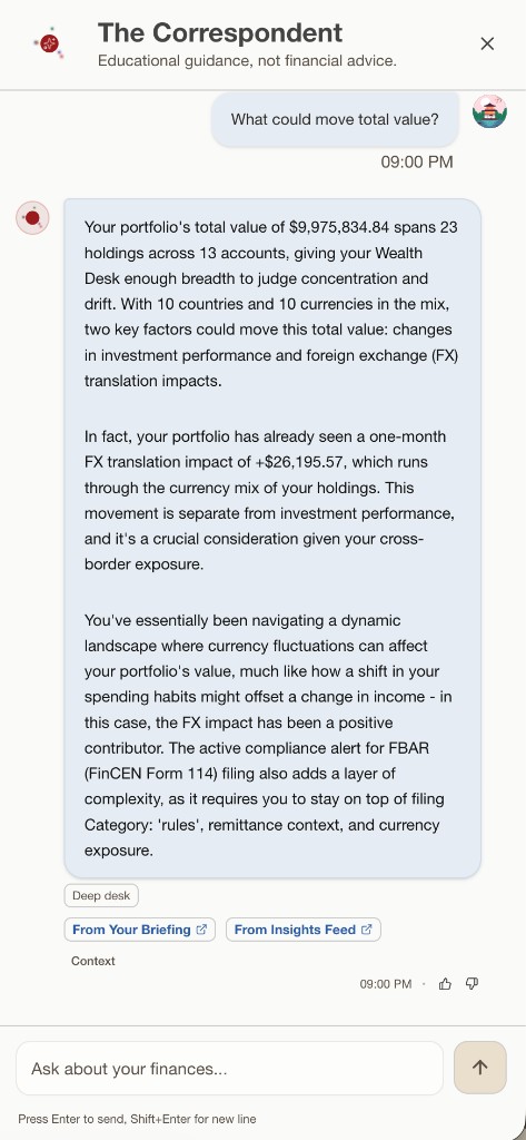 The ArthIQ Daily Correspondent product screenshot.